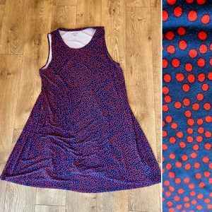 Amazon Essentials dress, sleeveless dress, size XXL, blue and red dots. #phish